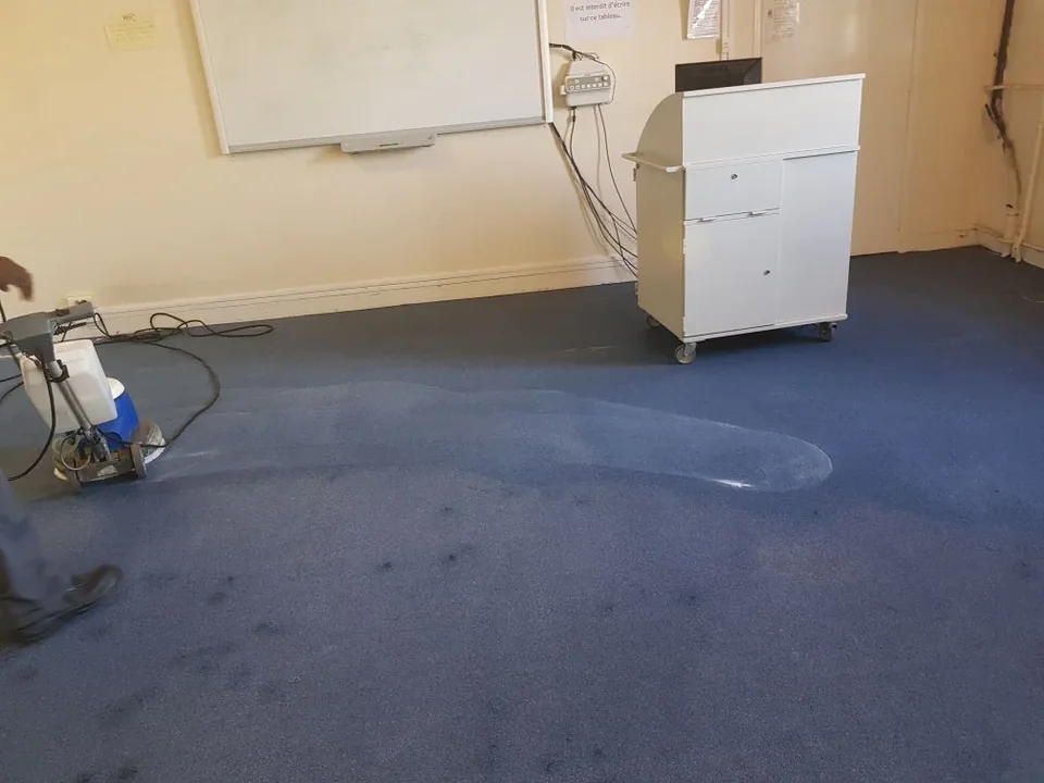 Moquette avec une monobrosse dans une pièce de bureau